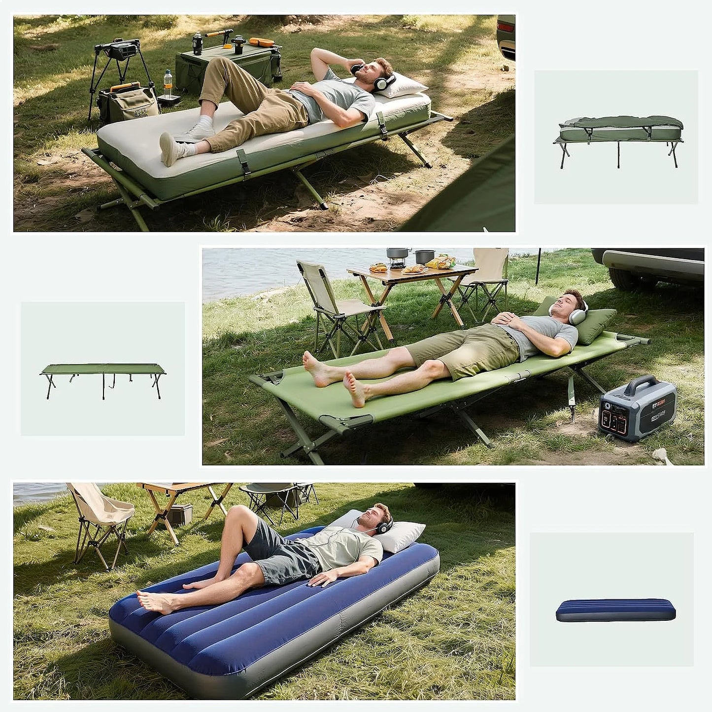 6-In-1 Folding Camping Cot Tent With Mattress And Sleeping Bag