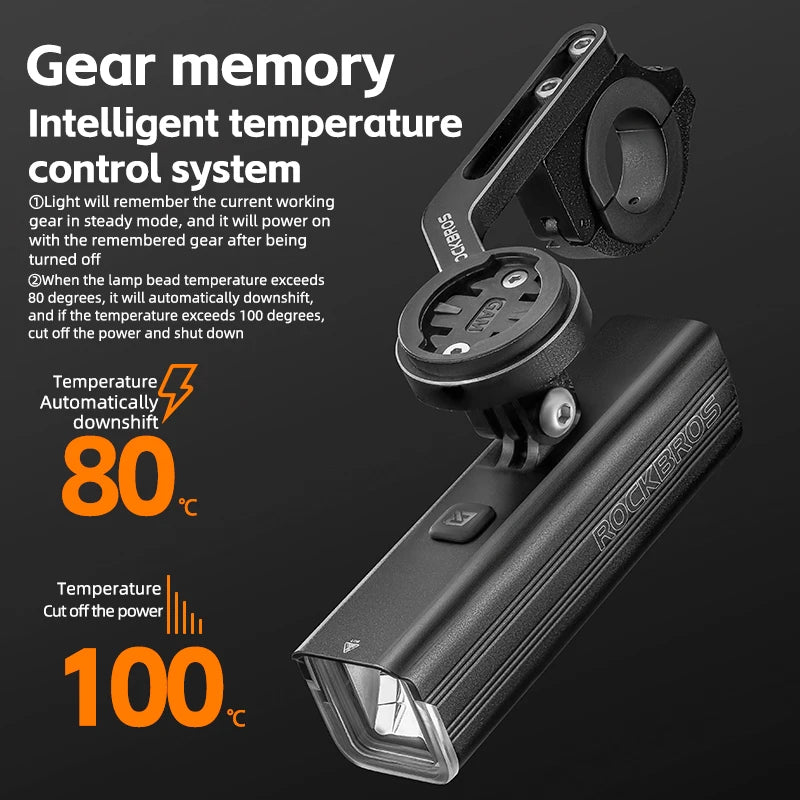 Rockbros 1500LM Aluminum Front Bike Light Type C Charging