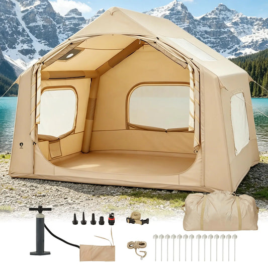 Inflatable Camping Tent With Skylight Waterproof Glamping Stove Jack
