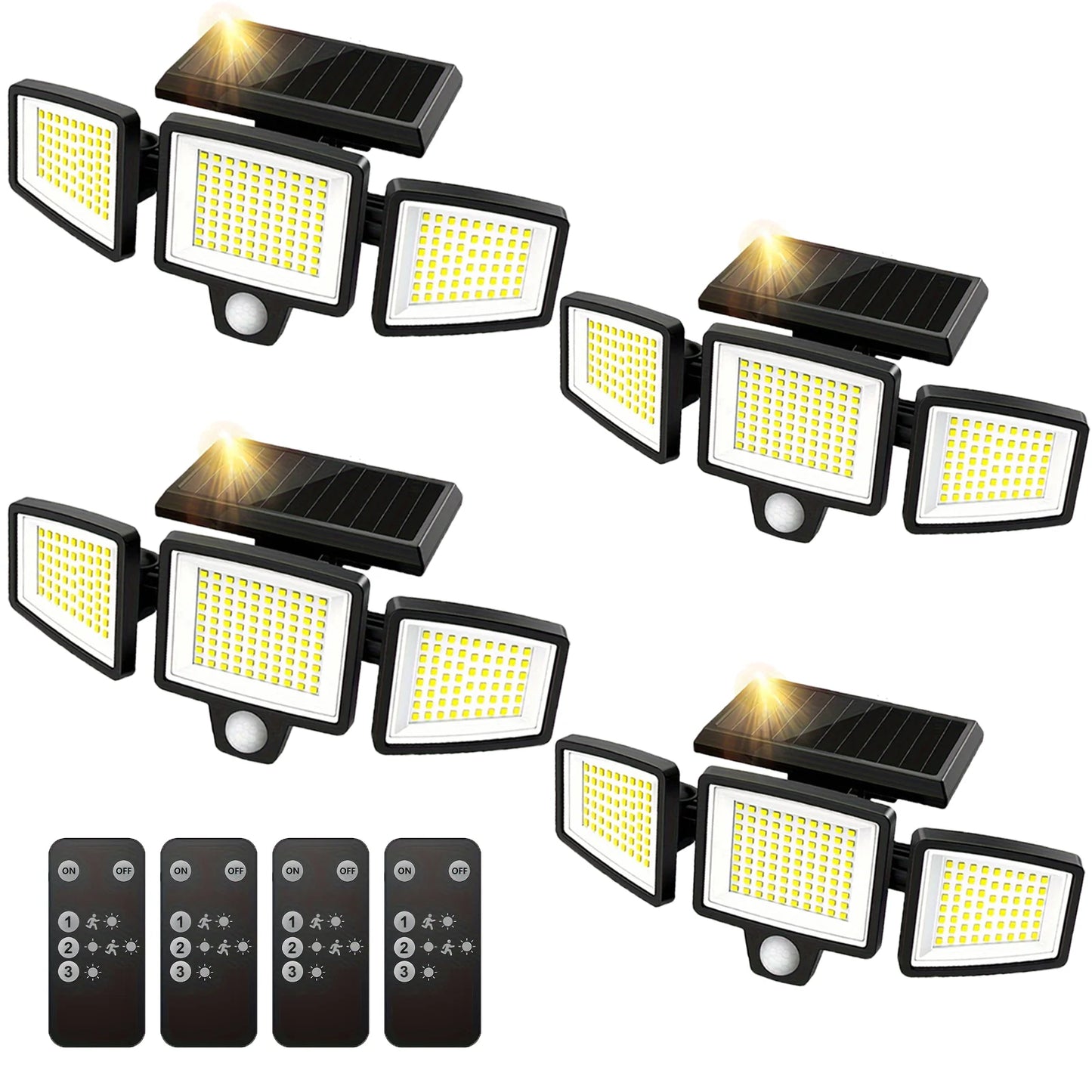 SZRSTH 3-Head Solar Motion Sensor Outdoor Light With Remote Control