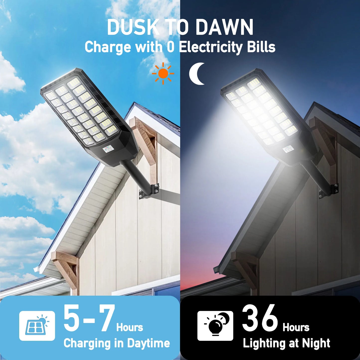 Solar Street Light 700000LM 8000W Dusk to Dawn Motion Sensor