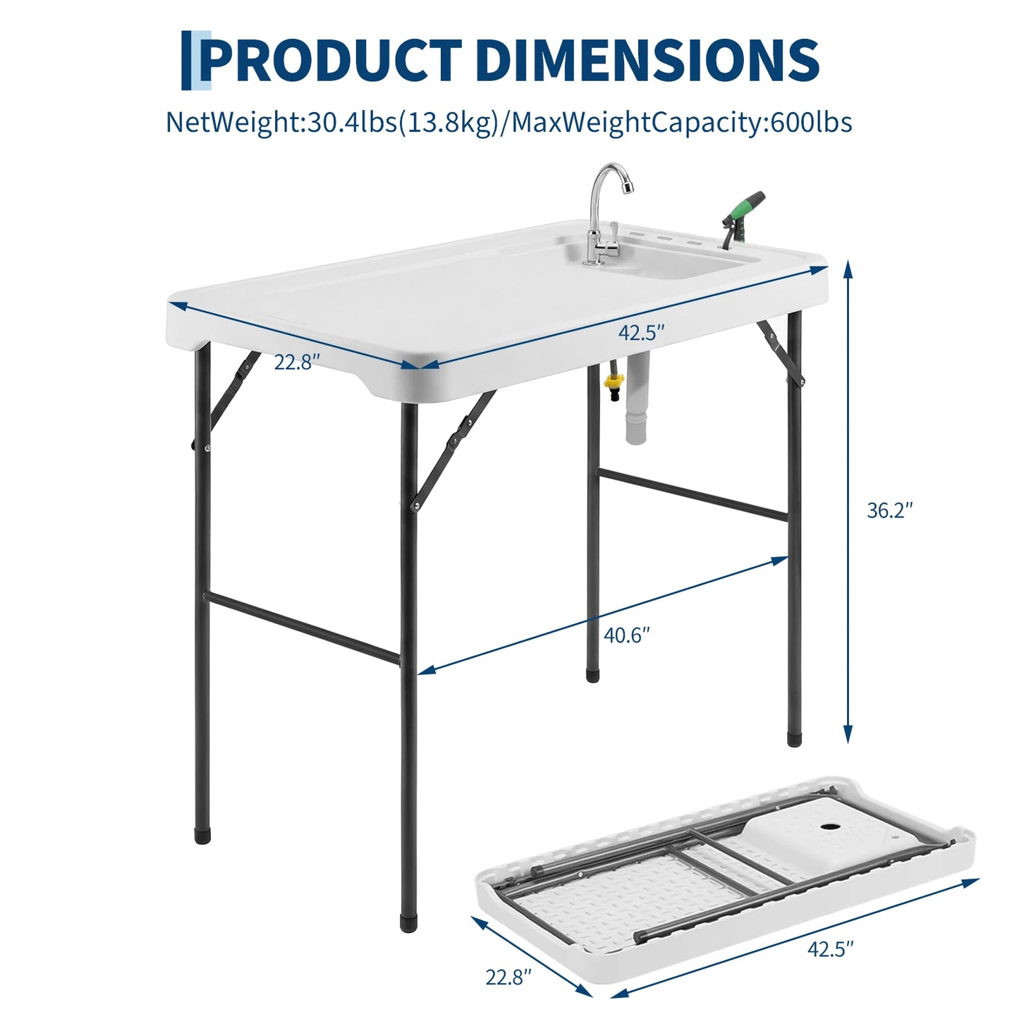 Folding Fish Cleaning Table With Sink Portable Outdoor Fillet Station