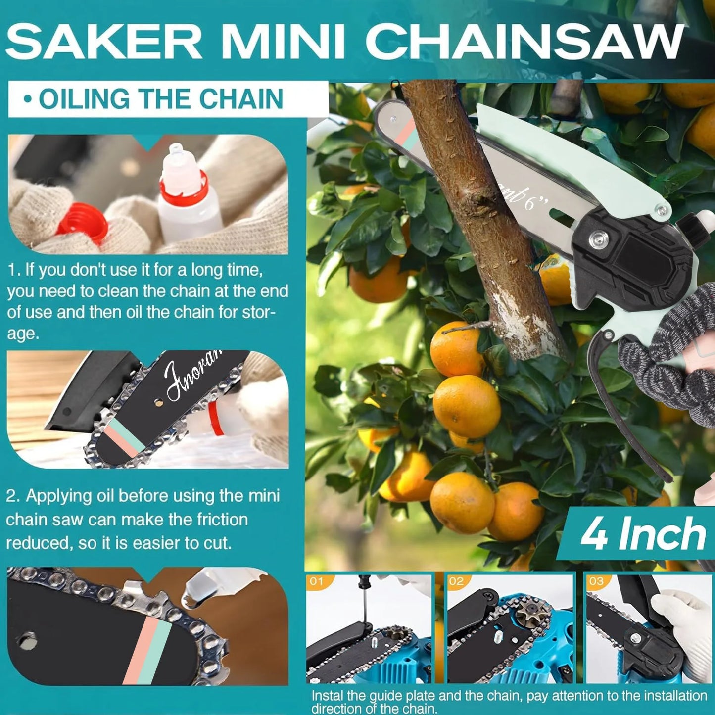 Portable Mini Cordless Chainsaw With Dual Batteries