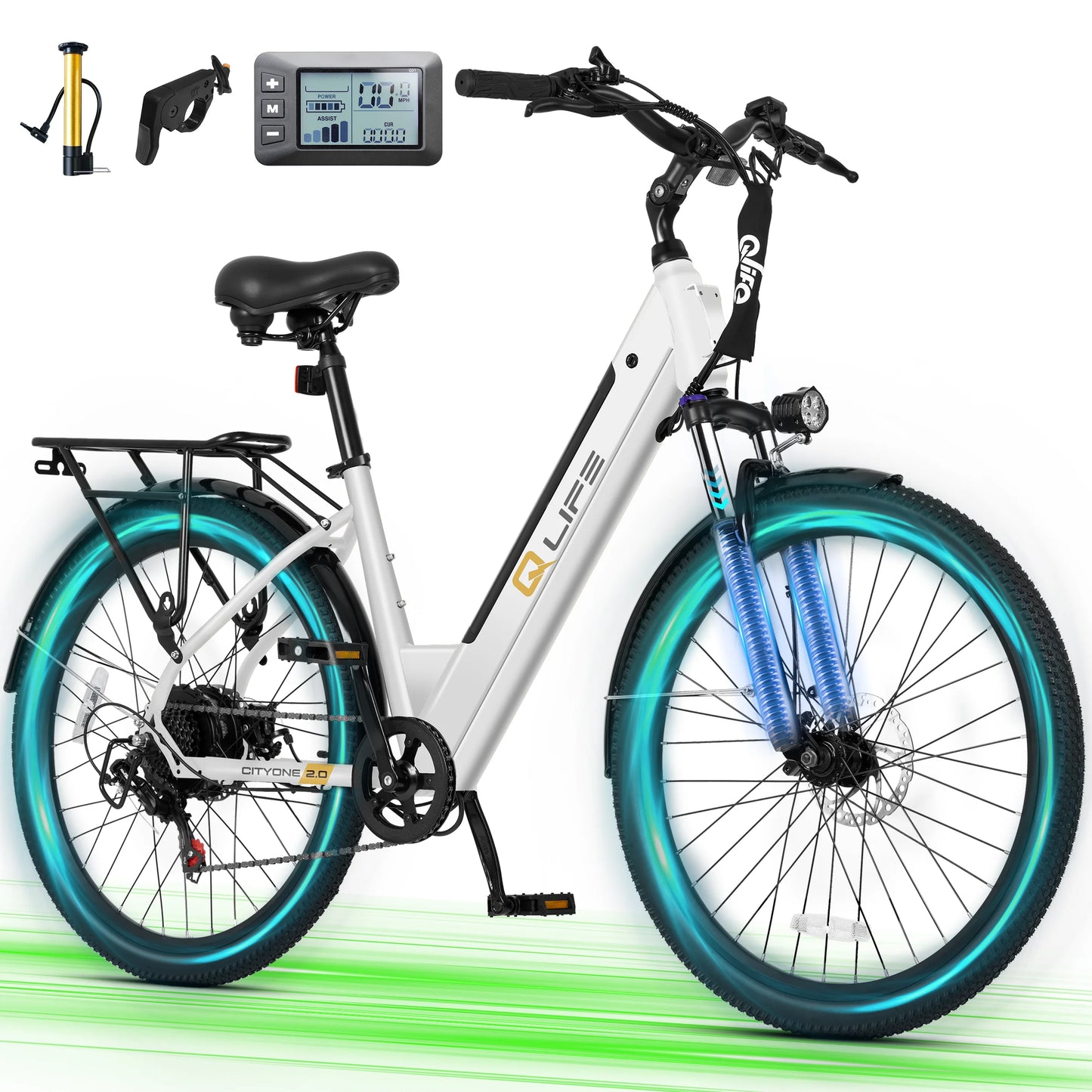 Qlife Cityone 2.0 Electric Bike For Adults With Front Suspension