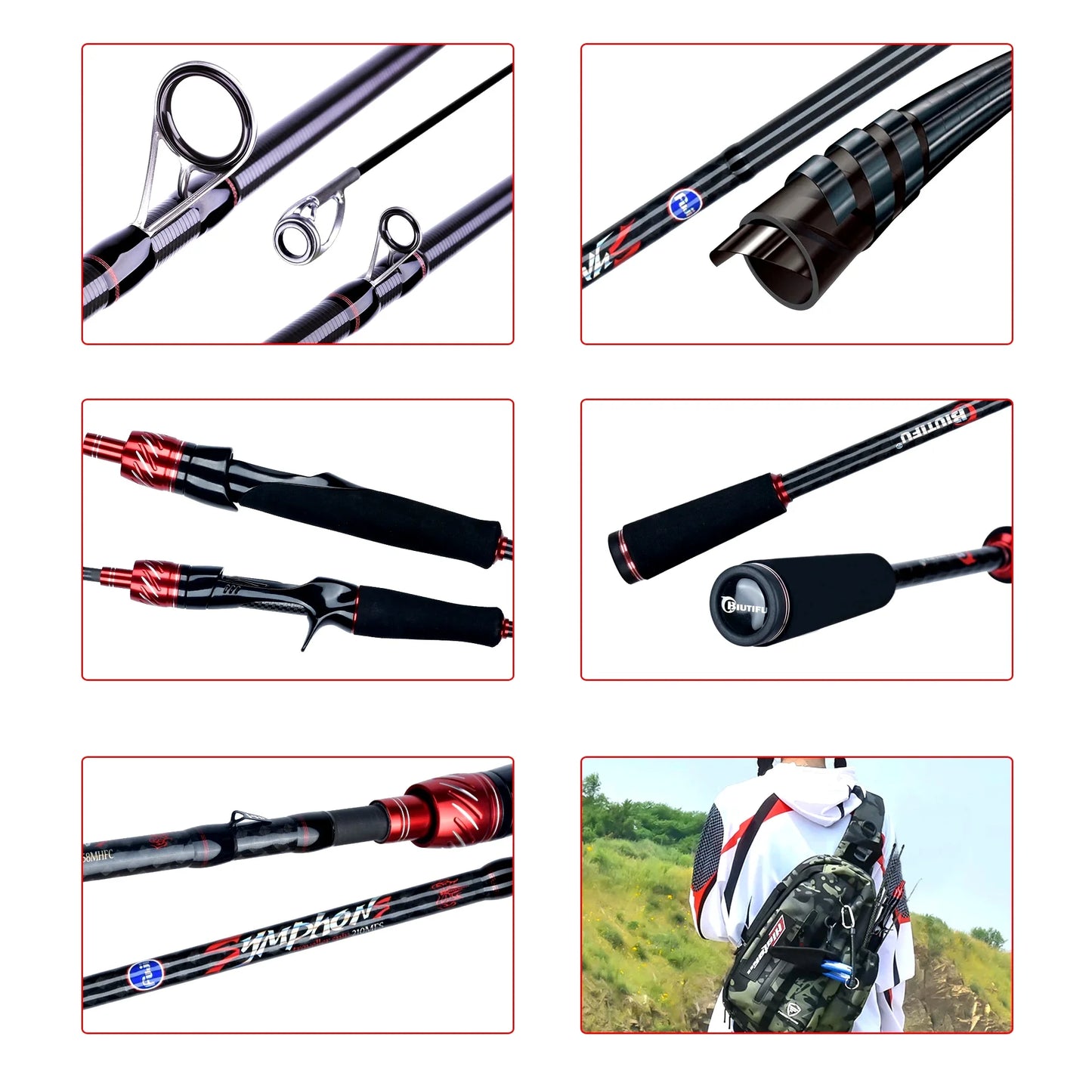 Biutifu Carbon Fishing Rod For Travelers Spinning Casting Rod