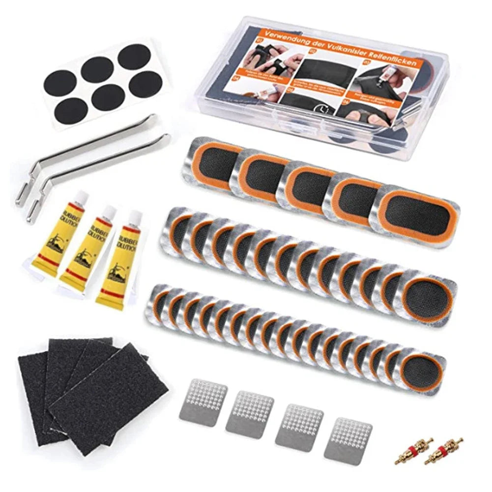 Bike Tire Repair Kit With Vulcanizing Glue Patches For Tubes