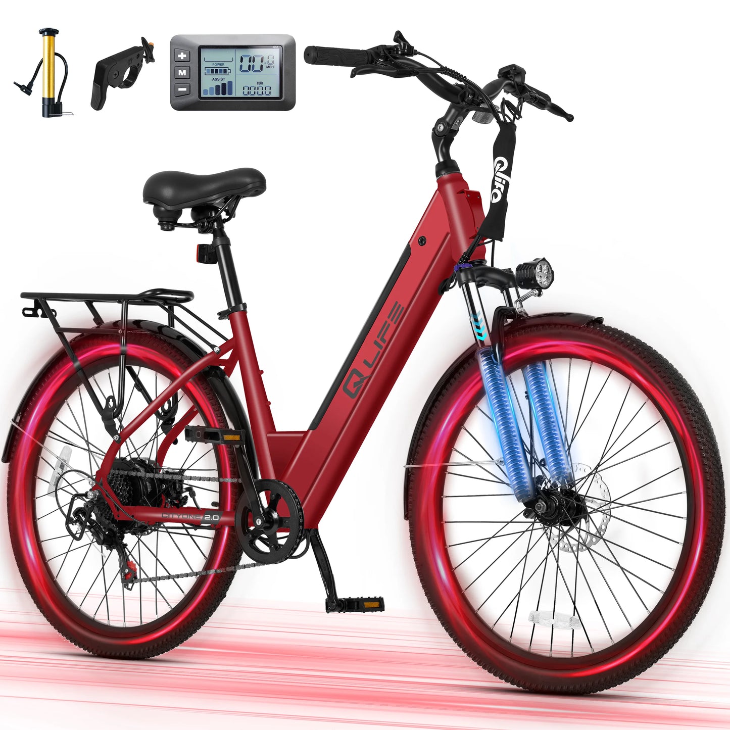 Qlife Cityone 2.0 Electric Bike For Adults With Front Suspension