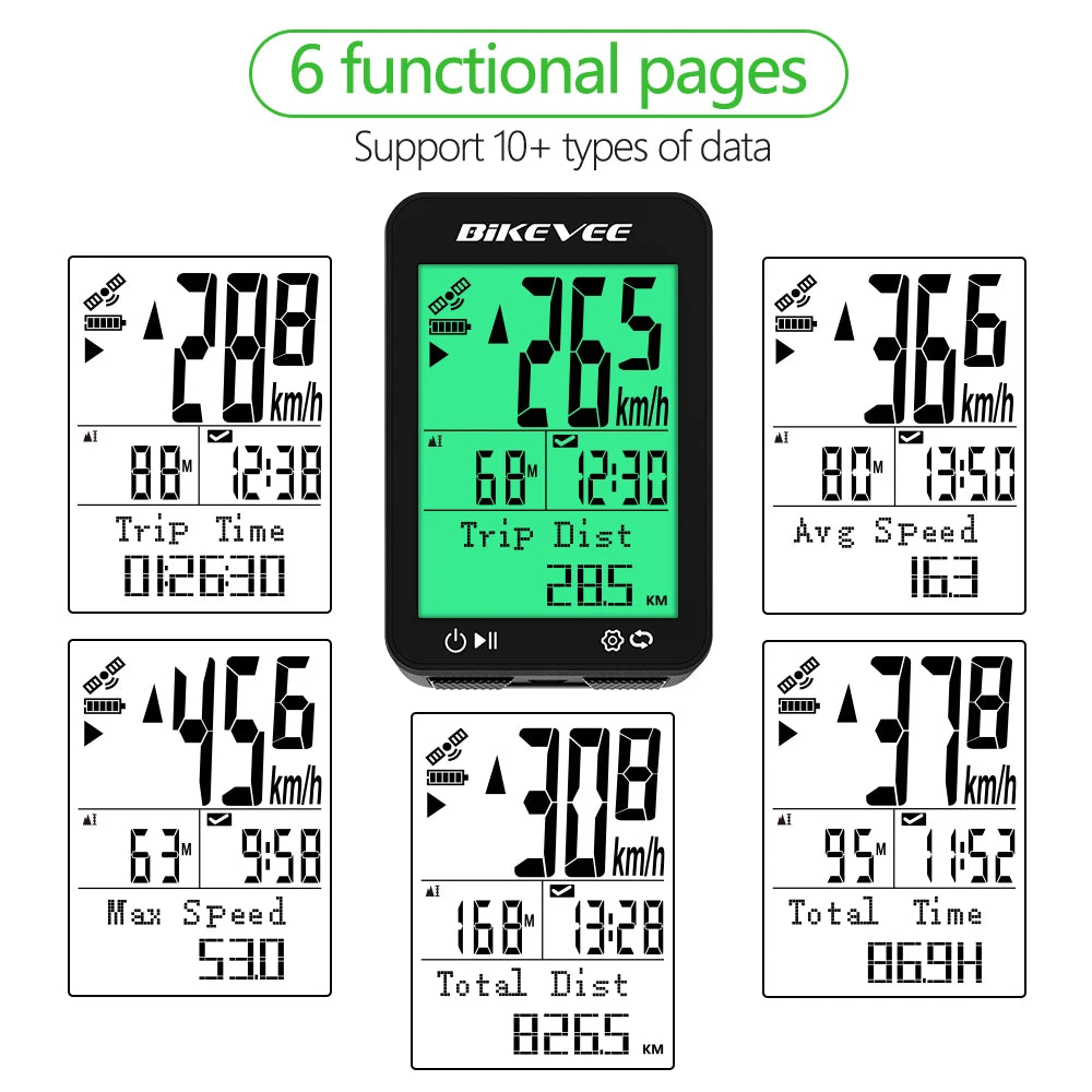 Bikevee Multi Language Wireless Bike GPS Cycling Computer With Backlight